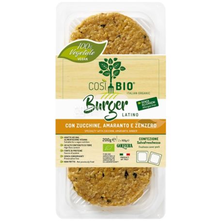 Cosi Bio, Бургер веганский з цукіні, амарантом та імбирем, органічний, 200 г