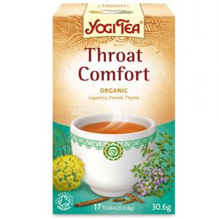 YogiTea, Throat comfort, 17 пак., Чай ЙогіТі, Комфорт для горла, з солодкою, органічний