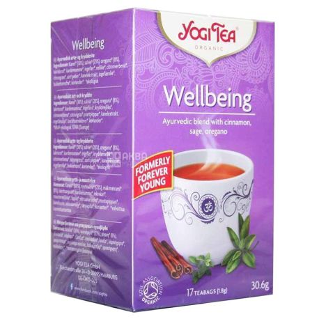  YogiTea, Wellbeing, 17 пак., Чай ЙогіТі, Благополуччя, з орегано і корицею, органічний