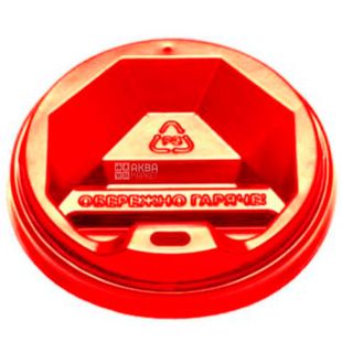 Кришка на одноразовий стакан 400 мл, червона, 50 шт, D90