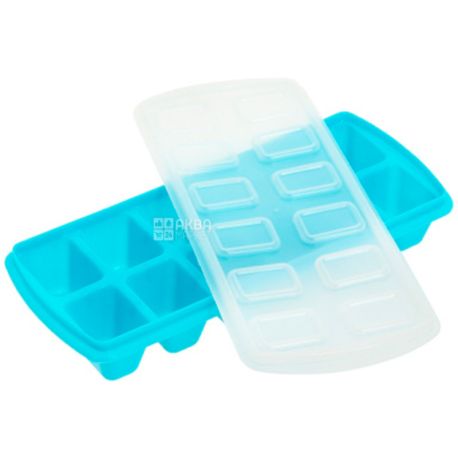 Plast Team, Форма для льда с крышкой, пластиковая, в ассортименте