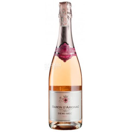  Baron d'Arignac Rose Demi-Sec sparkling, Вино iгристе рожеве напiвсухе, 0,75 л