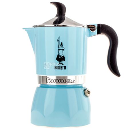 Bialetti, Coffee maker geysernaya Fiametta, blue, for 3 cups, 150 ml