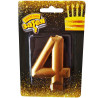 Весела затія, Свічка для торта, Золотиста, Цифра 4, 8 см