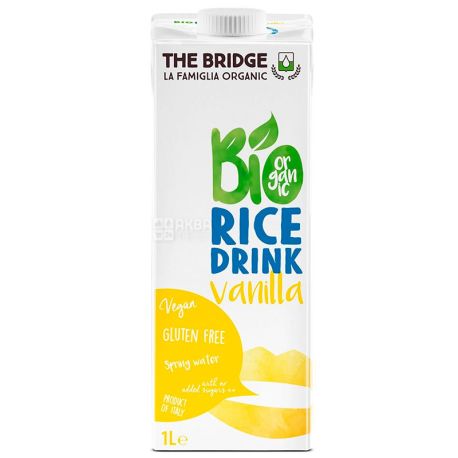 The Bridge, Rice drink Vanilla, 1 л, Бридж, Напиток рисовый с ванилью, без глютена