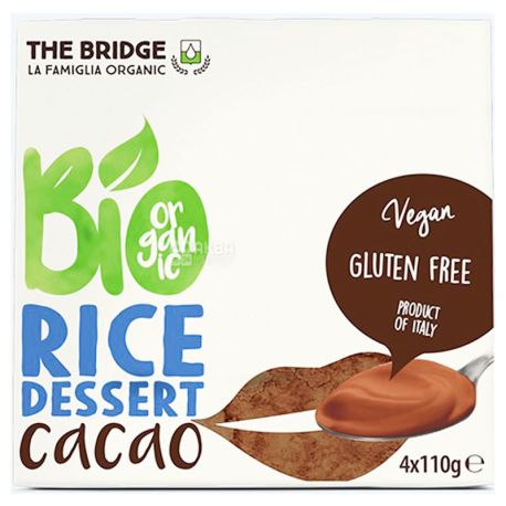 The Bridge, Organic Rice Dessert with Cocoa, 4 x 110 g