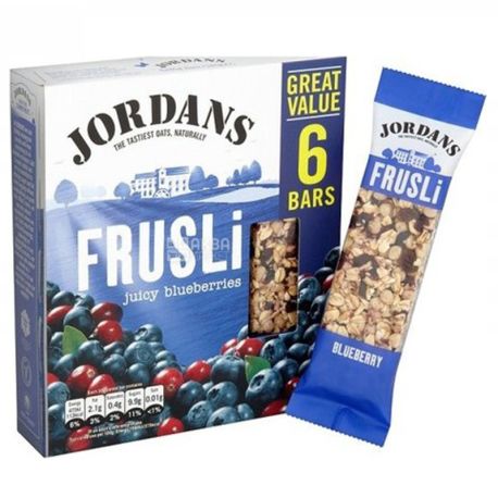 Jordans, Батончик злаковий з чорницею, 6 шт. *30 г