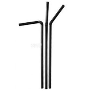 4HoReCa, Трубочки коктейльні з гофрою 1000 шт., 21 см, чорні, пластикові