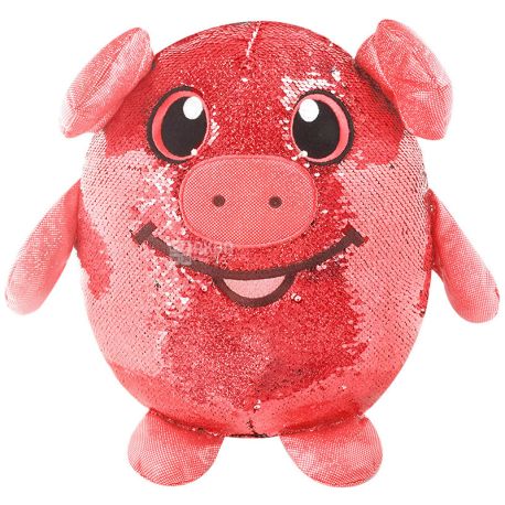 Shimmeez, Мягкая игрушка с пайетками Веселая свинка, 20 см