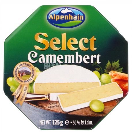 Alpenhain Select Camembert, 125 г, Сыр Камамбер, с белой плесенью, 50%