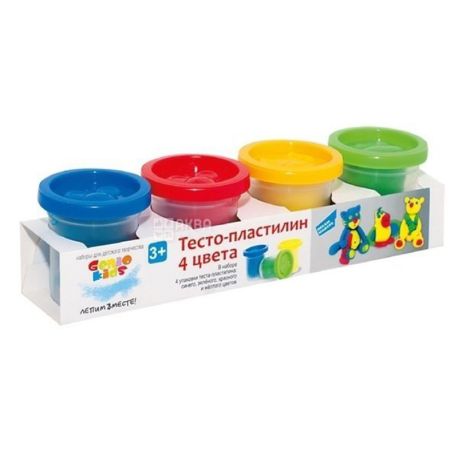 Genio Kids, Тісто-пластилін для ліплення, 4 кольори по 50 г