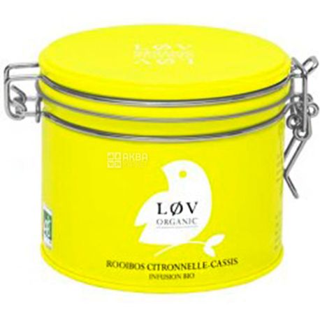 LoV Organic, Lemongrass-Blackcurrant Rooibos, 80 г, Чай Лов Органик, Лемонграсс-черная смородина,Органический ройбуш, ж/б