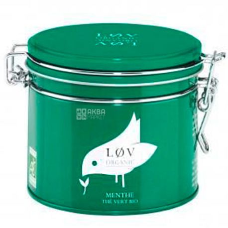 LØV Organic, Menthe, 100 г, Лов Органик, Чай зеленый с мятой, органический, ж/б