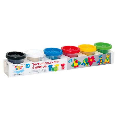 Genio Kids, Тесто-пластилин для лепки, 6 цветов по 50 г