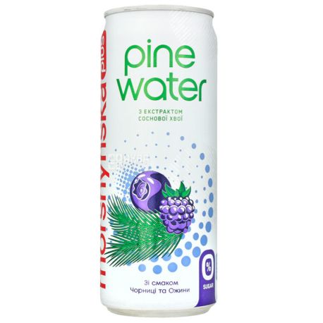 Моршинская Pine Water Черника-Ежевика, 0,33 л, Вода слабогазированная с экстрактом сосновой хвои, без сахара, ж/б