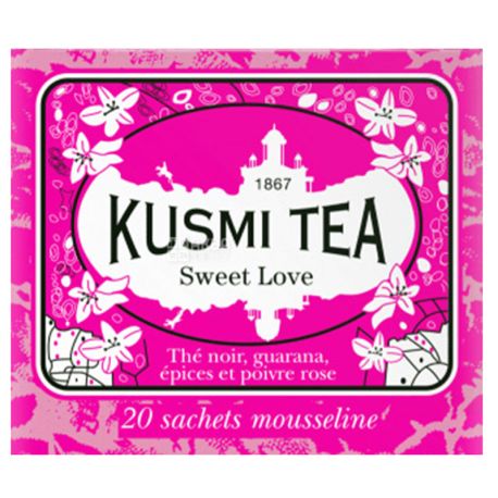 Kusmi Tea, Sweet Love, 20 пак. х 2,2 г, Чай Кусми Ти, Сладкая Любовь, черный, со специями