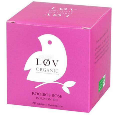 LoV Organic, Rose, 20 пак., Чай Лов Органик, Роза, Ройбуш органический