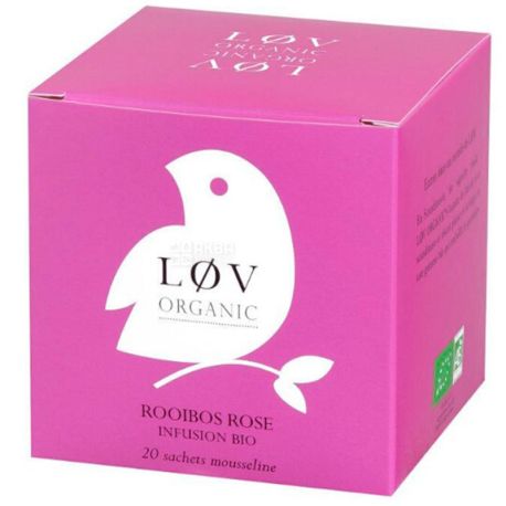LoV Organic, Rose, 20 пак., Чай Лов Органік, Роза, Ройбуш органічний