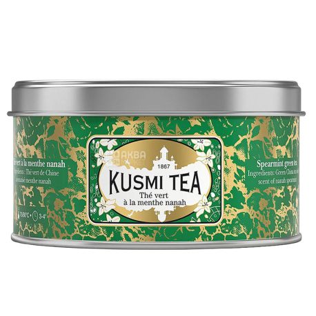 Kusmi Tea, Spearmint, 125 г, Чай Кусми Ти, Мята, зеленый, ж/б