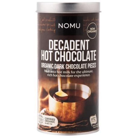 Nomu, Decadent hot chocolate, 250 г, Ному,  Горячий шоколад, кусочками, органический, тубус