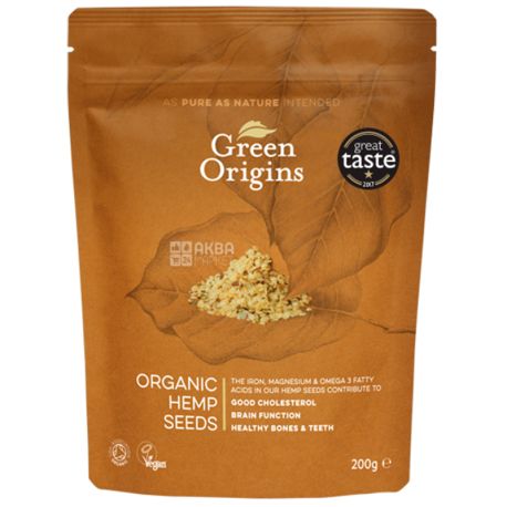 Green Origins, Семена конопли очищенные органические, 200 г