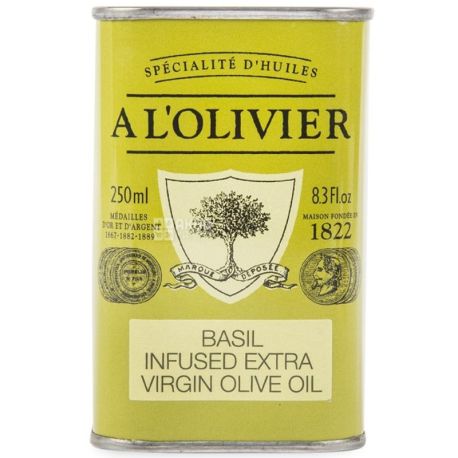A L'Olivier, Extra Virgin Olive Oil with Basil, 250 ml