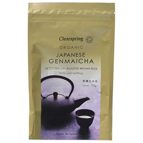 Clearspring, Japanese Genmaicha,125 г, Чай Клиаспринг, Генмайча, зеленый с жареным рисом, органический