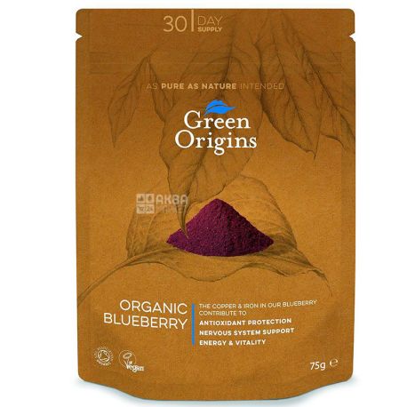 Green Origins, Органический лиофилизированный черничный порошок, 75 г