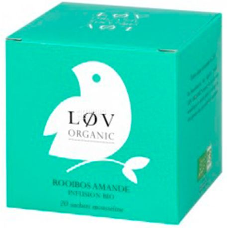 LoV Organic, Almond Rooibos, 20 пак., Чай Лов Органик, Миндаль Ройбуш, Фруктовый органический