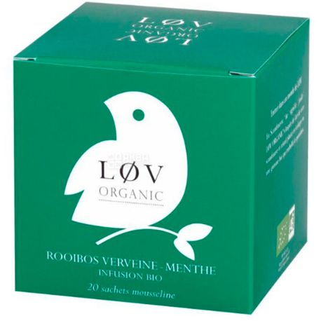 LoV Organic, Verbena-Mint Rooibos, 20 пак., Чай Лов Органик, Вербена-Мята Ройбуш, Фруктовый органический