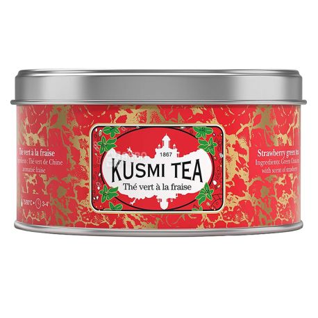  Kusmi Tea, Strawberry, 125 г, Чай Кусмі Ті, Полуниця, зелений, ж/б