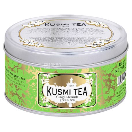 Kusmi Tea, Ginger-Lemon, 100 г, Чай Кусми Ти, Имбирь-Лимон, зеленый, ж/б