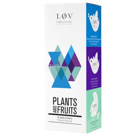 LØV Organic, Подарочный набор чая Фрукты и Растения, пакетированный, 18х2,2 г