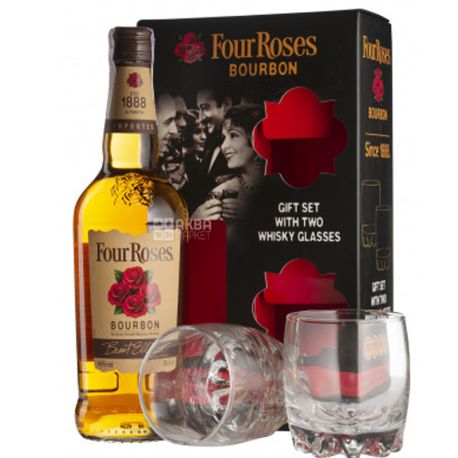 Four Roses, Бурбон, 0,7 л + 2 стакана