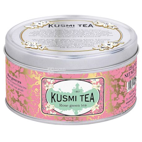  Kusmi Tea, Rose, 125 г, Чай Кусмі Ті, Роза, зелений з пелюстками, ж/б