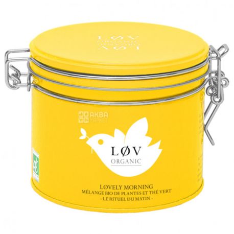 LoV Organic, Løvely Morning, 100 г, Чай Лов Органик, Чудесное утро, Зеленый органический, ж/б