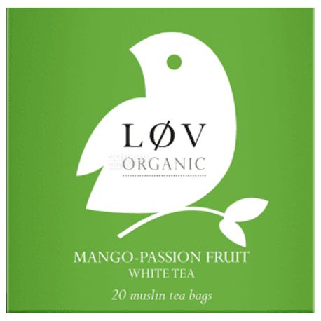 LoV Organic, Mango - Passion Fruit, 20 пак., Чай Лов Органік, Манго-Маракуйя, Білий органічний