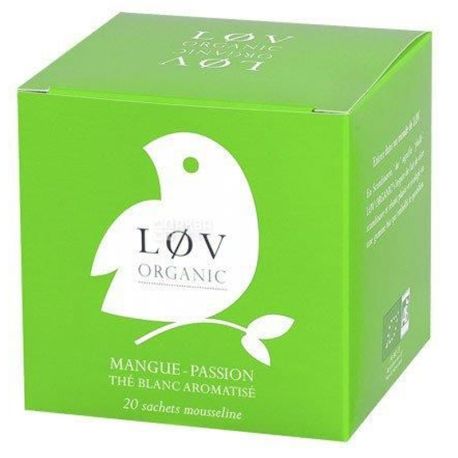 LoV Organic, Mango - Passion Fruit, 20 пак., Чай Лов Органик, Манго-Маракуйя, Белый органический 