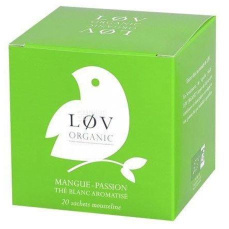 LoV Organic, Mango - Passion Fruit, 20 пак., Чай Лов Органік, Манго-Маракуйя, Білий органічний