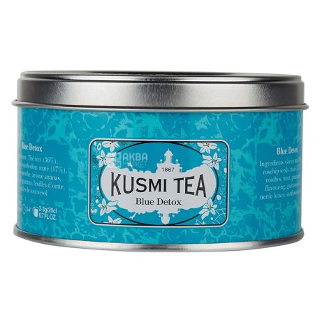 Kusmi Tea, Blue Detox, 100 г, Чай зелений, мате Кусмі Ті, Блю Детокс, ж/б