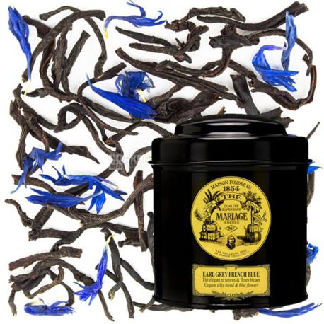 Mariage Freres, Earl Grey French Blue, 100 г, Чай Мар'яж Фрере, Ерл Грей Френч Блю, чорний з бергамотом і пелюстками квітів, ж/