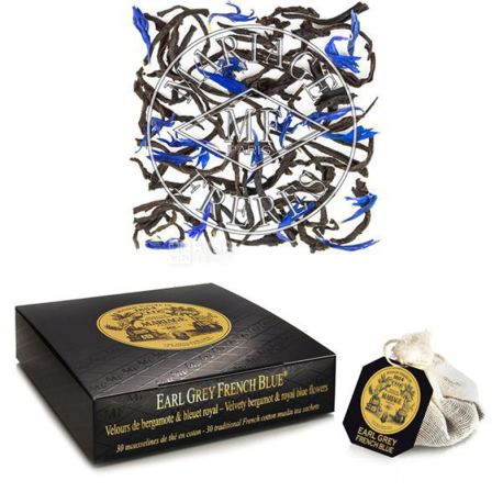 Mariage Freres, Earl Grey French Blue, 30 пак., Чай Мар'яж Фрере, Ерл Грей Френч Блю, чорний з бергамотом і пелюстками квітів