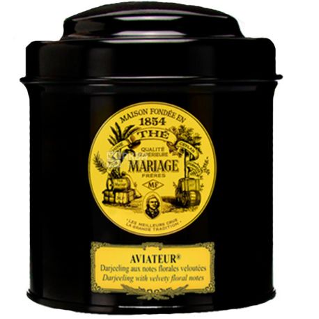 Mariage Freres, Aviateur, 100 г, Чай Марьяж Фрере, Авиатор, Дарджилинг, черный с лепестками цветов, ж/б