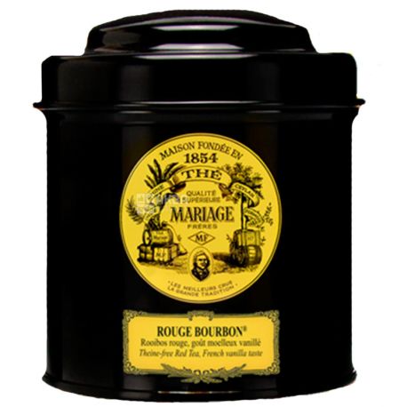 Mariage Freres, Rouge Bourbon, 100 г, Чай Марьяж Фрере, Красный Бурбон, Ройбуш с ароматом ванили, ж/б