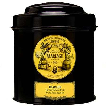 Mariage Freres, Pharaon, 100 г, Чай Марьяж Фрере, Фараон, зелений зі шматочками фруктів, крупнолистовий, ж/б