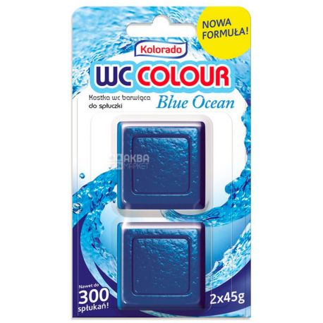 Kolorado WC Color, 2 шт. х 45 г, Чистящие кубики для унитаза, эффект синей воды