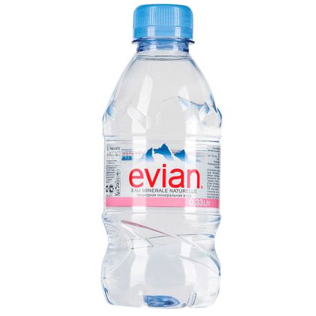 Evian, Упаковка 6 шт. по 0,33 л, Вода негазированная, ПЭТ