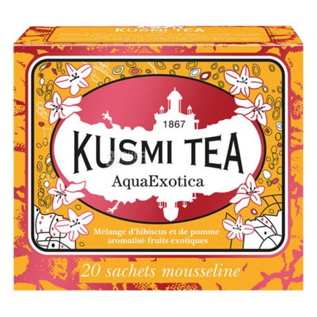 Kusmi Tea, AquaExotica, 20 пак. х 2,2 г, Чай Кусми Ти, АкваЭкзотика, фруктово-цветочный