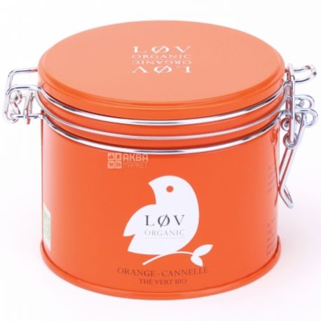 LoV Organic, Orange-Cinnamon, 100 г, Чай Лов Органик, Апельсин и Корица, Зеленый органический, ж/б