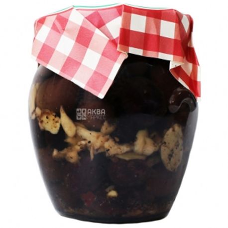Castellino, Оливки чорні Лєккіно, без кісточок, з часником, в олії, 180 г 